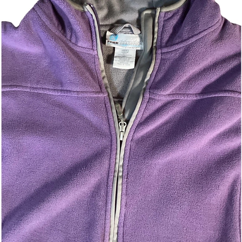 Free Country Jacket Womens L Large Fleece Lined Hooded‎ Purple Black